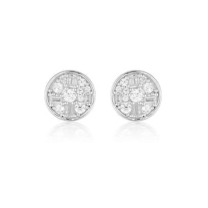 Mini Mosaic Silver Stud Earrings