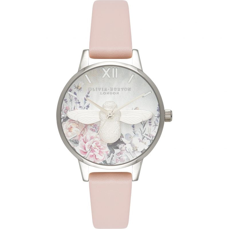 Glasshouse 3D Bee Silver & Nude Peach Watch