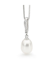 Load image into Gallery viewer, Fresh Water Pearl &amp; Cubic Zirconia Necklace
