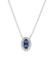 Load image into Gallery viewer, Silver Blue Cubic Zirconia Glow Necklace
