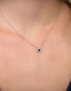 Silver Blue Cubic Zirconia Glow Necklace