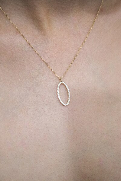 Gold Celestial Oval Necklace