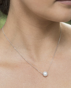 Single Round Fresh Water Pearl Slider Necklace