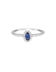 Silver Glow Ring with Blue Cubic Zirconia