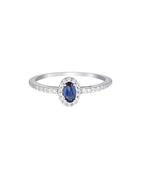 Silver Glow Ring with Blue Cubic Zirconia