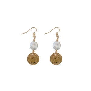 Coin & Keshi Pearl Earrings