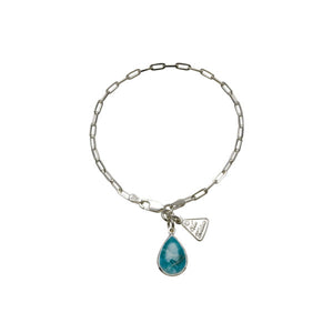 Fine Clip Chain Bracelet With Pear Shaped Larimar