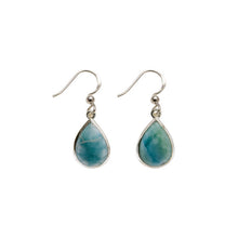 Load image into Gallery viewer, Hook Earrings with Pear Shaped Larimar
