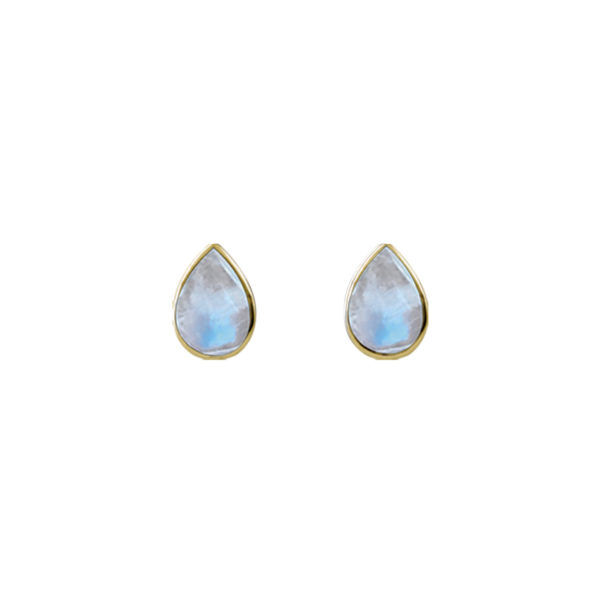 Gold Cased Moonstone Pear Studs