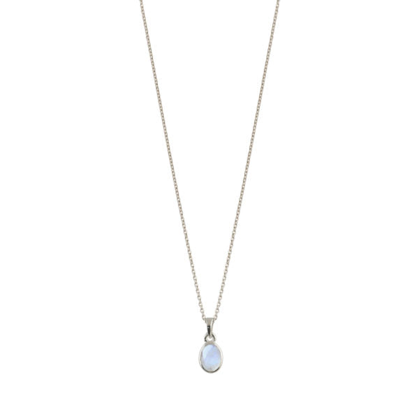 Fine Silver Belcher Necklace with Oval Moonstone