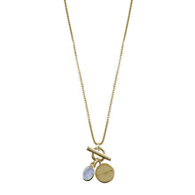 Load image into Gallery viewer, Box Chain Necklace with Toggle &amp; Moonstone
