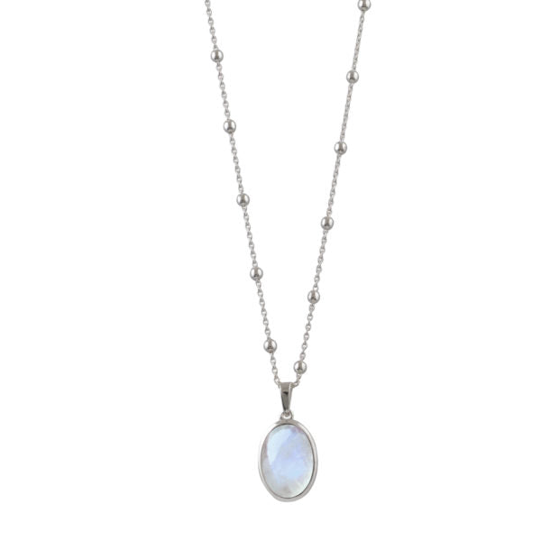 Rosario Necklace with Oval Moonstone