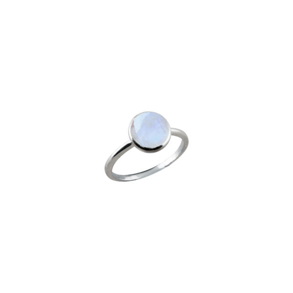 Silver Round Moonstone Ring