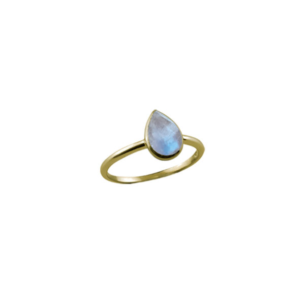 Gold Pear Moonstone Ring