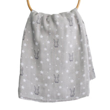 Load image into Gallery viewer, Muslin Swaddle Bunny Star Grey

