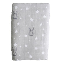 Load image into Gallery viewer, Muslin Swaddle Bunny Star Grey
