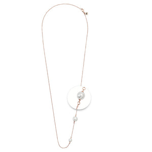 Nikki Lissoni Rose Plated 3x Pearl 80cm Necklace