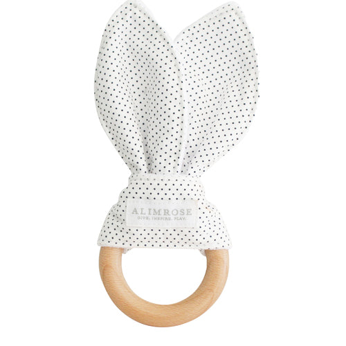 Bailey Bunny Teether with Navy Spotted Ears