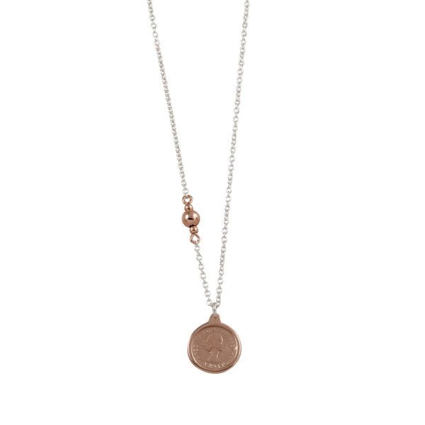 Fine Two Tone Rose Threepence Necklace