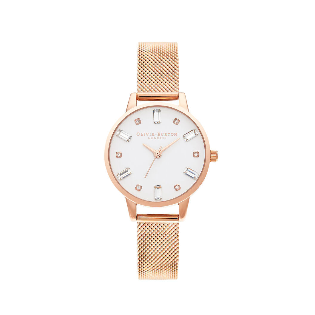 BeJewelled Rose Gold Mesh Watch