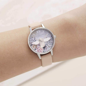 Glasshouse 3D Bee Silver & Nude Peach Watch
