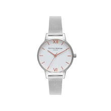 Load image into Gallery viewer, Silver Mesh Watch with Rose Accents
