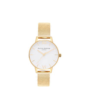 Load image into Gallery viewer, White Dial Gold Mesh Watch
