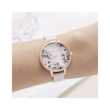 Load image into Gallery viewer, Watercolour-Painted Floral Rose Gold &amp; Pearl Pink Watch
