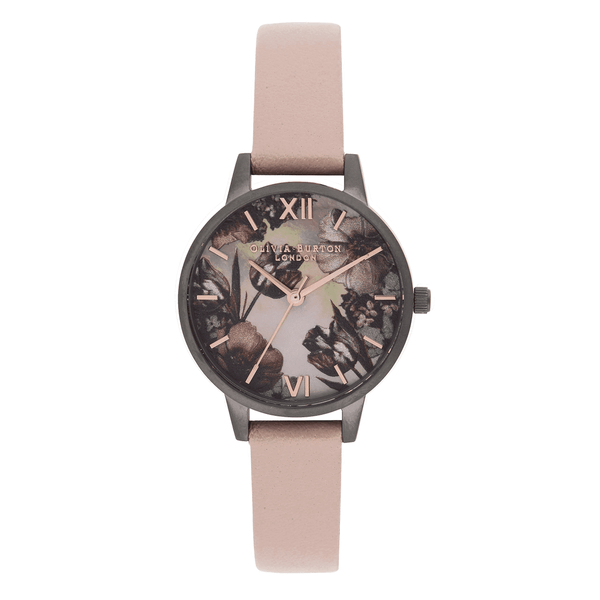 Floral Gunmetal Grey & Dusty Pink Watch