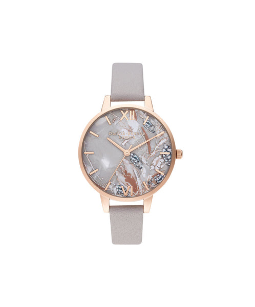 Abstract Grey Lilac & Rose Gold Florals Watch