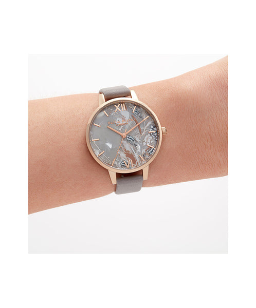 Abstract Grey Lilac & Rose Gold Florals Watch