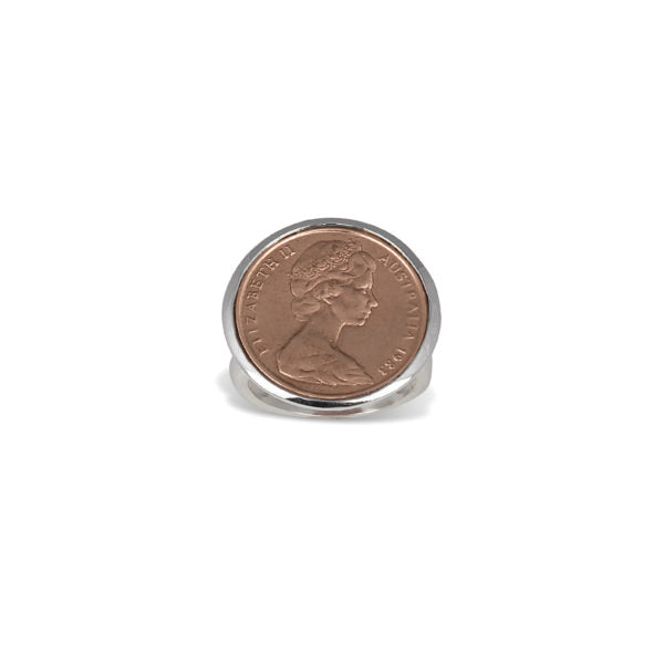 Two Cent Rose Plate Coin Ring