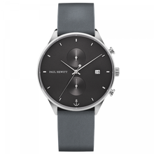 Load image into Gallery viewer, Chrono Midnight Ocean Silver Grey Leather Watch

