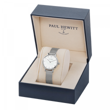 Load image into Gallery viewer, Modest White Sand Silver Mesh Watch
