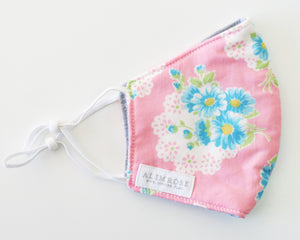 3 Layer Face Mask - Pink & Blue Floral