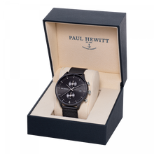 Load image into Gallery viewer, Chrono Black &amp; Silver Sunray Black Mesh Watch
