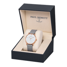 Load image into Gallery viewer, Miss Ocean Marble Rose Gold Grey Leather Watch
