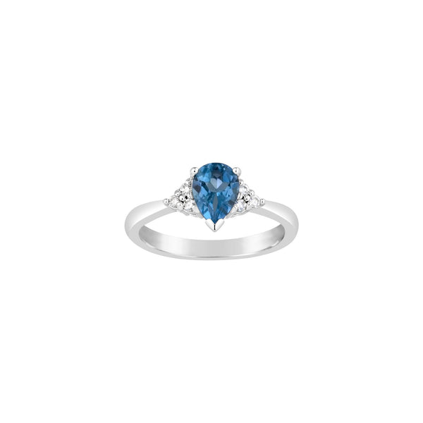Pear Shaped Blue Topaz & Diamond Ring