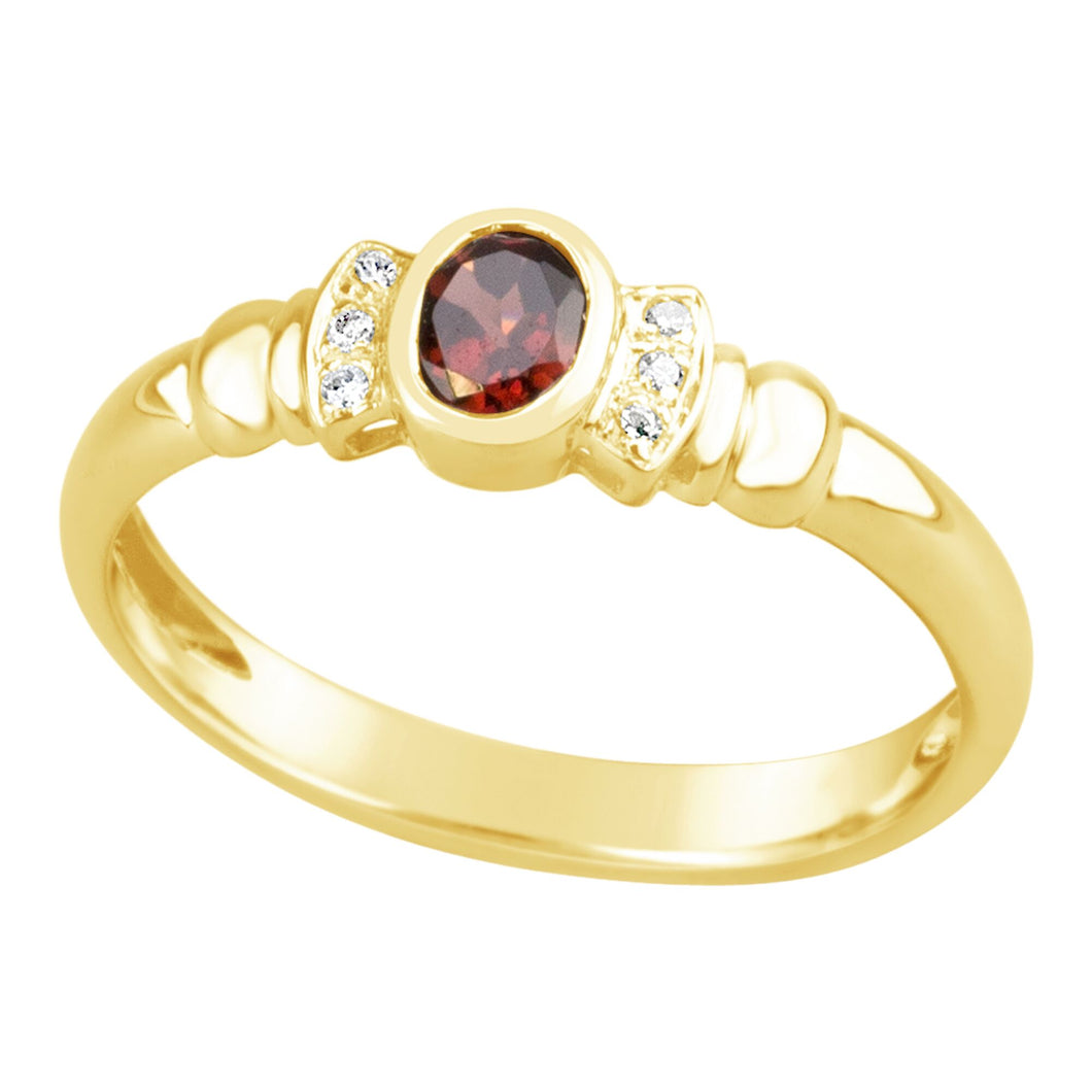 Oval Garnet & Diamond Ring