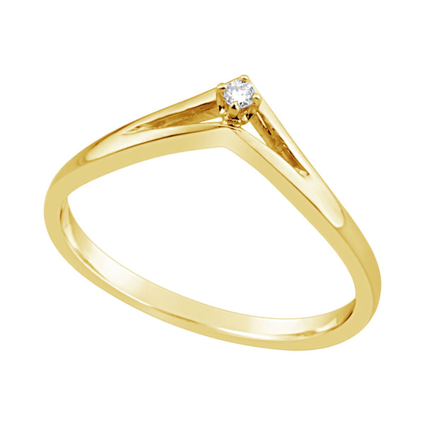 Diamond Yellow Gold V Ring