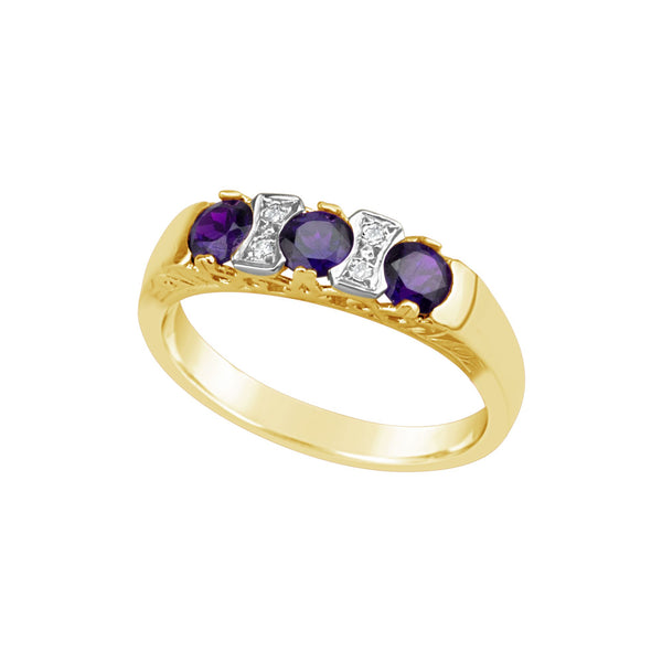Three Stone Amethyst Ring