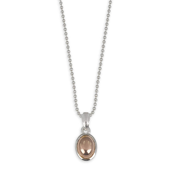 Ball Chain Necklace with Oval Rose Pendant