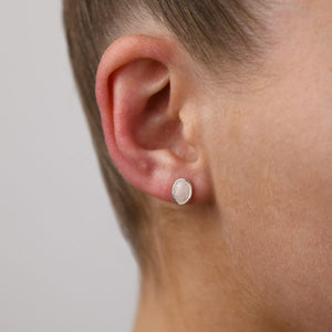 Oval Rose Quartz Stud Earrings