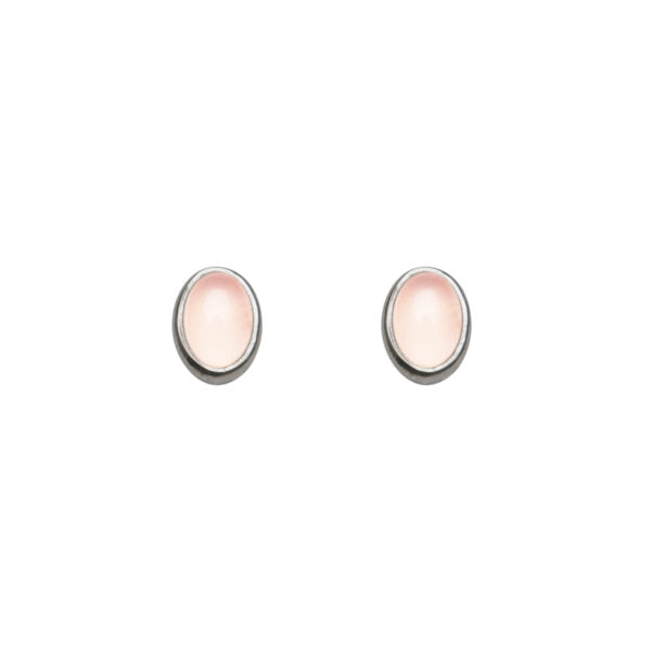 Oval Rose Quartz Stud Earrings