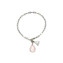 Load image into Gallery viewer, Fine Clip Chain Bracelet with Pear Shaped Rose Quartz
