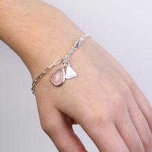 Load image into Gallery viewer, Fine Clip Chain Bracelet with Pear Shaped Rose Quartz
