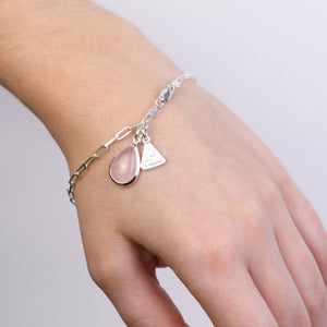 Fine Clip Chain Bracelet with Pear Shaped Rose Quartz