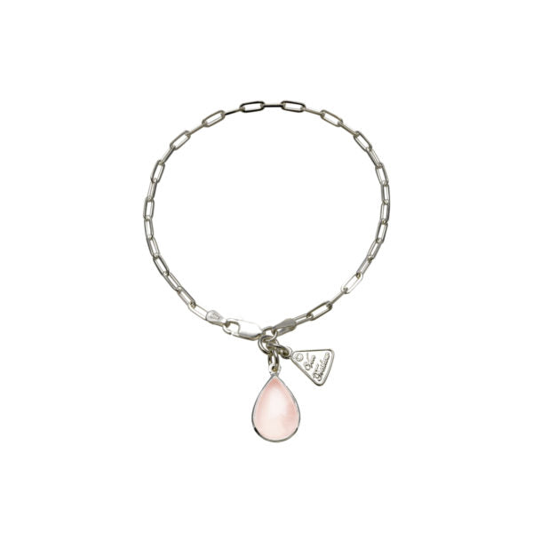 Fine Clip Chain Bracelet with Pear Shaped Rose Quartz