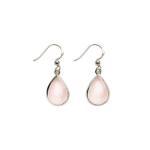 Hook Earrings with Pear Shaped Rose Quartz