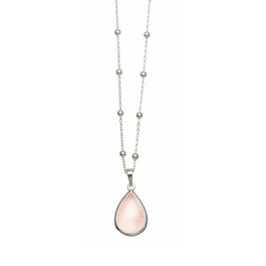 Rosario Necklace with Pear Shaped Rose Quartz